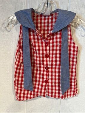 Girls Melissa Jackson Red and White Gingham Top